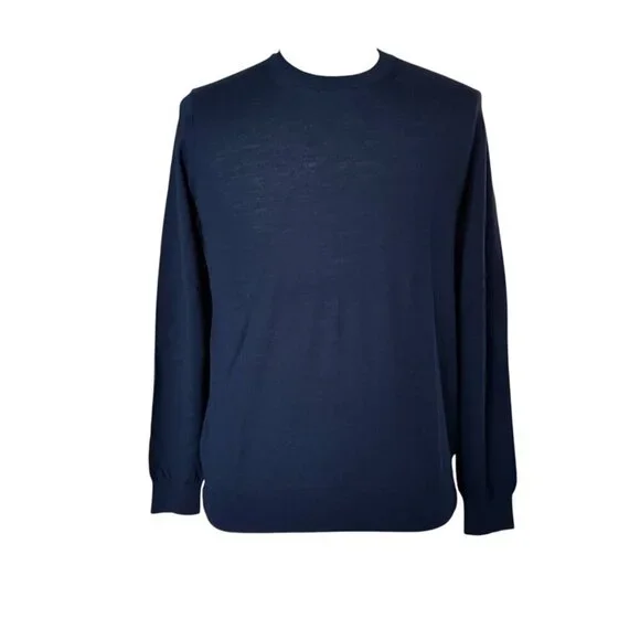 Burberry BEMPTON Navy Blue  Merino Wood Check Patch Pullover sweater, all sizes - Picture 3 of 11